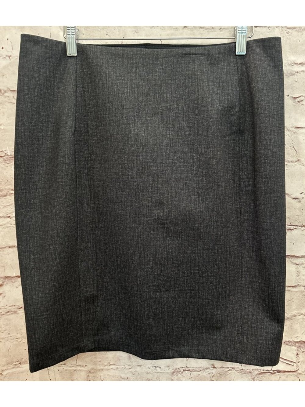 Liverpool Womens Pull On Pencil Skirt Grey Tweed Slimming Stretch Sz 12P Petite